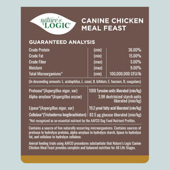 Nature's Logic dog food label close-up shows no artificial additives
