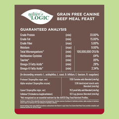 Kibble in a bowl of Nature's Logic Grain-Free Beef Meal Feast for dry or moistened feeding.