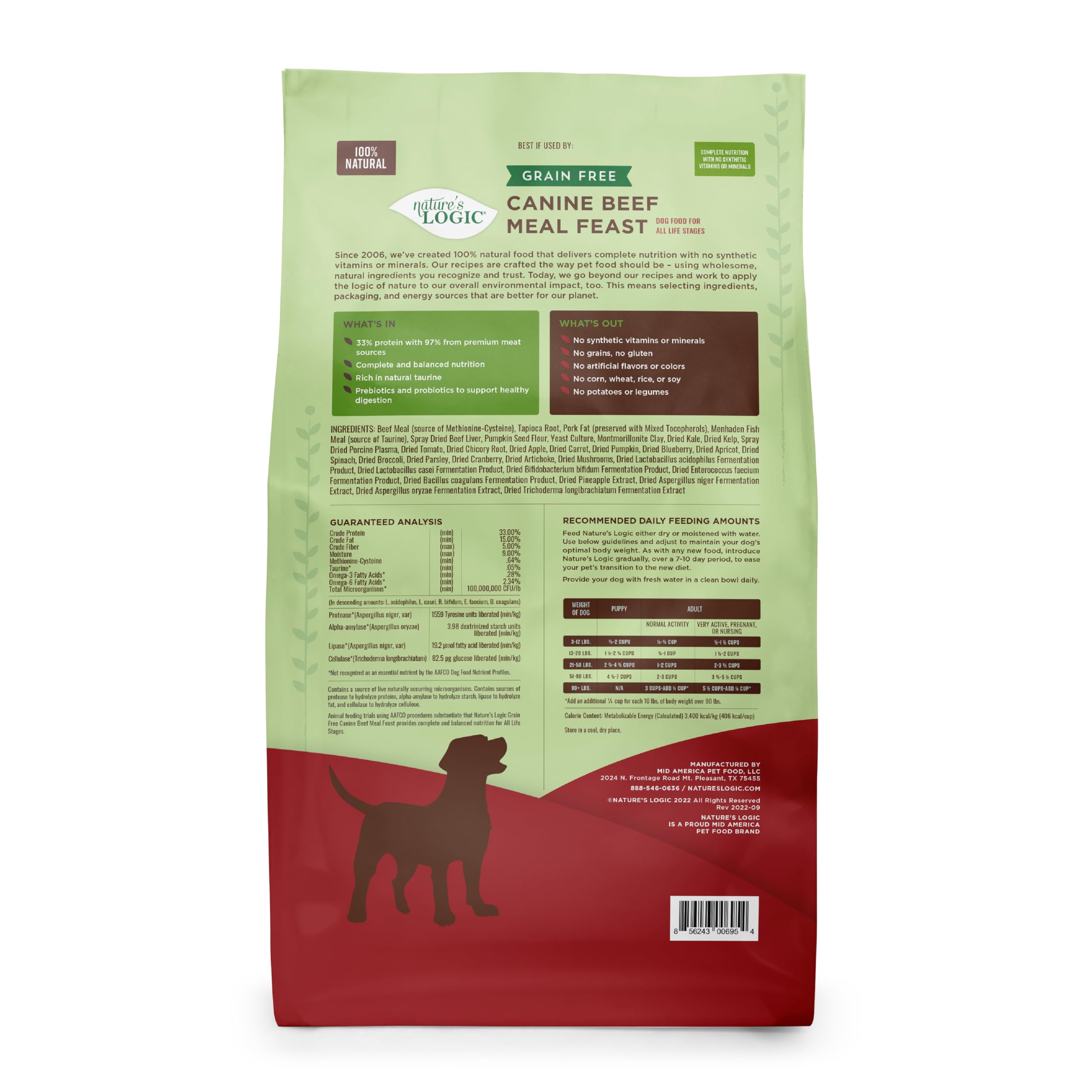 Nature's Logic Grain-Free Beef Meal Feast kibble pouring to emphasize grain-free bites.
