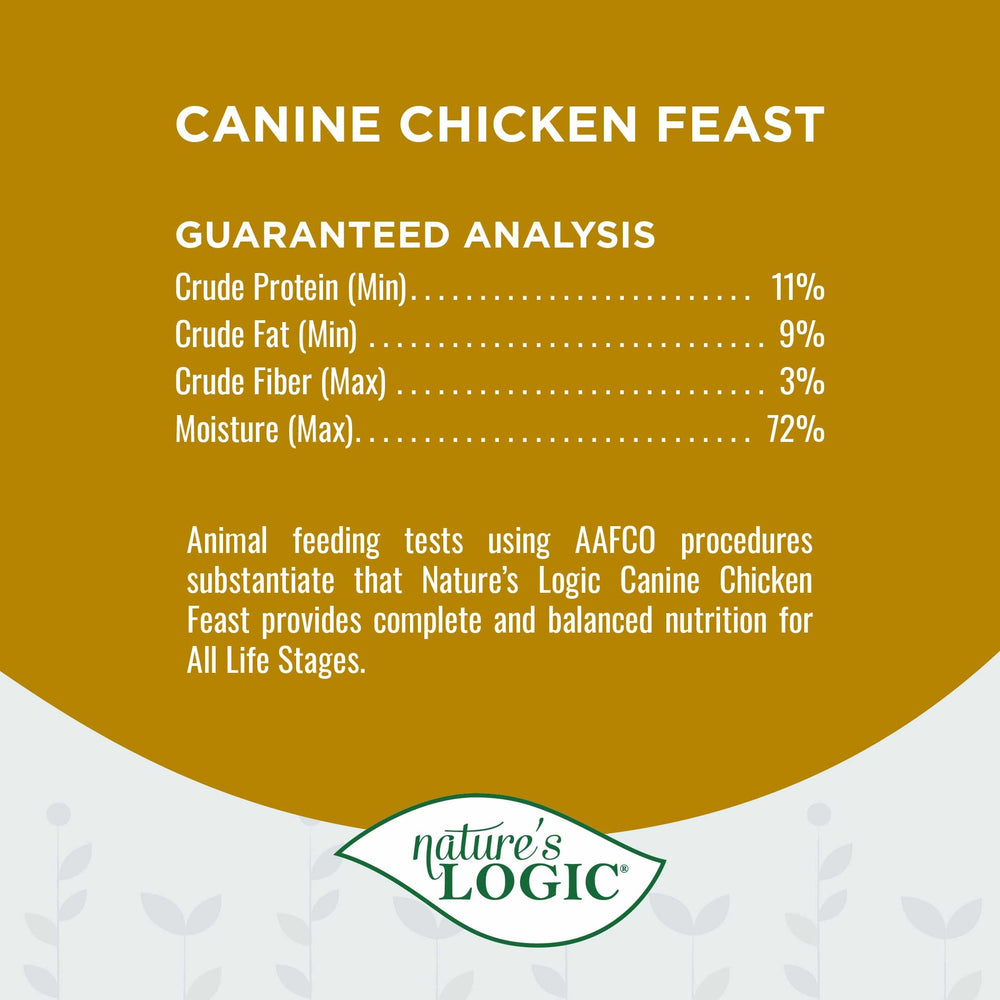 Nature's Logic grain-free dog food no-additives label signals clean, natural nutrition.