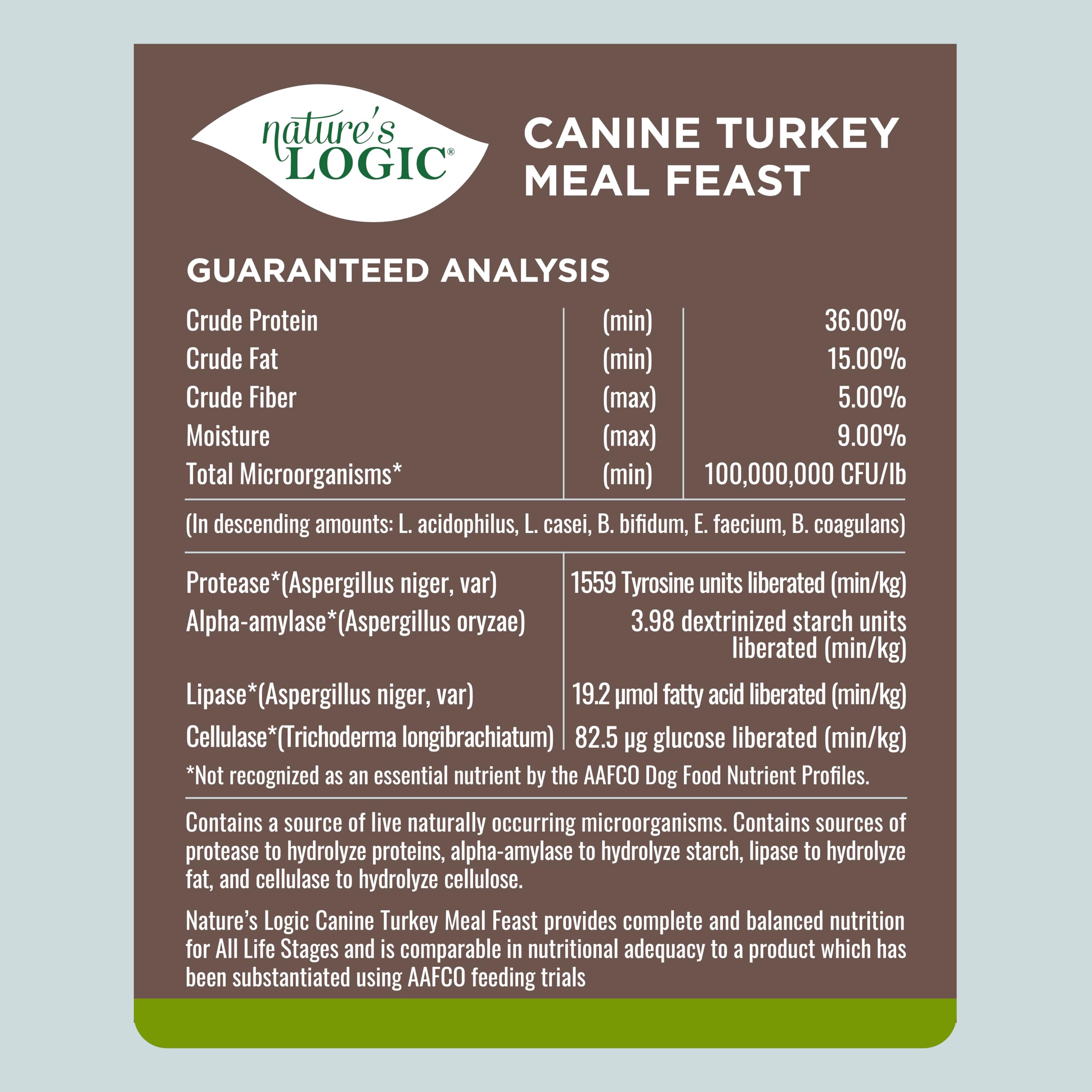 Millet and pumpkin seed in Nature's Logic Turkey Meal Feast add natural energy