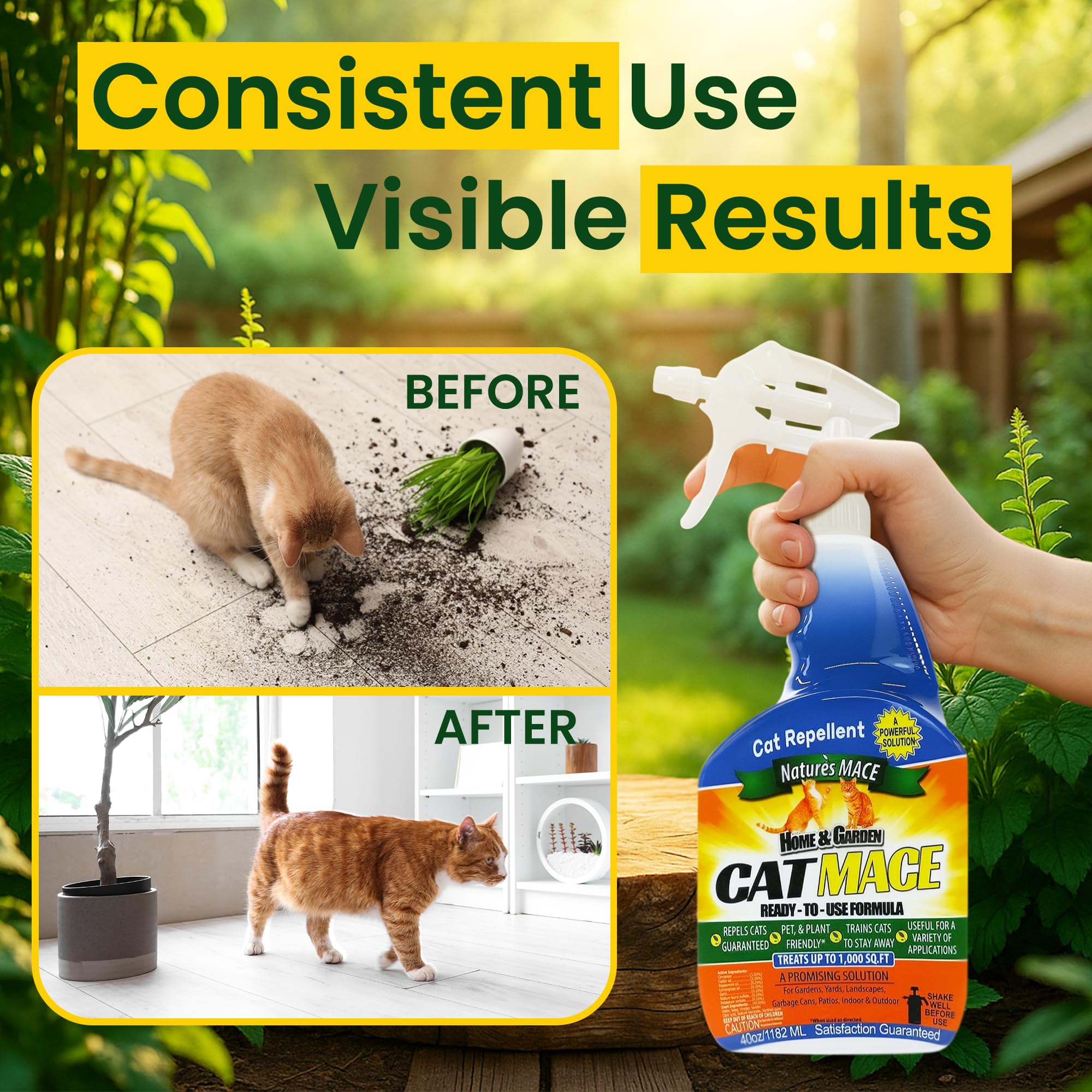 Nature's MACE ready-to-use spray for year-round outdoor deterrence.