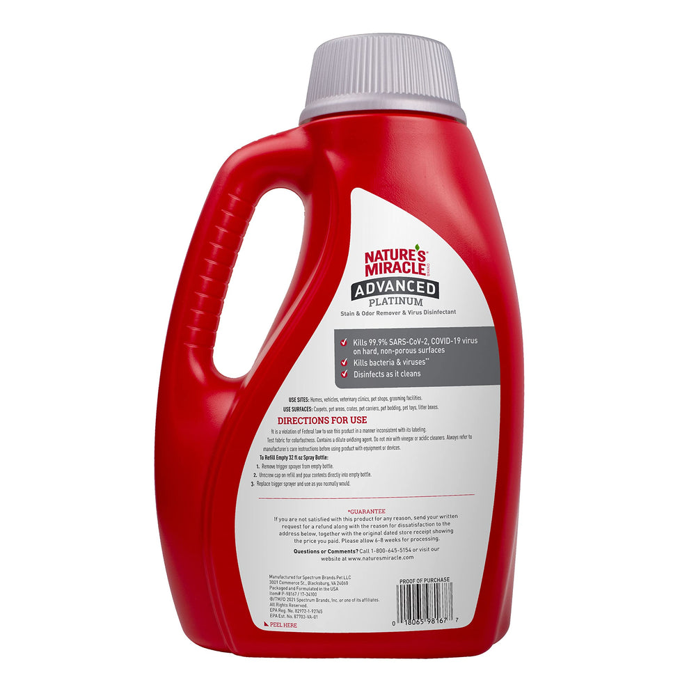 Nature's Miracle Advanced Platinum spray nozzle for quick stain treatment and odor elimination