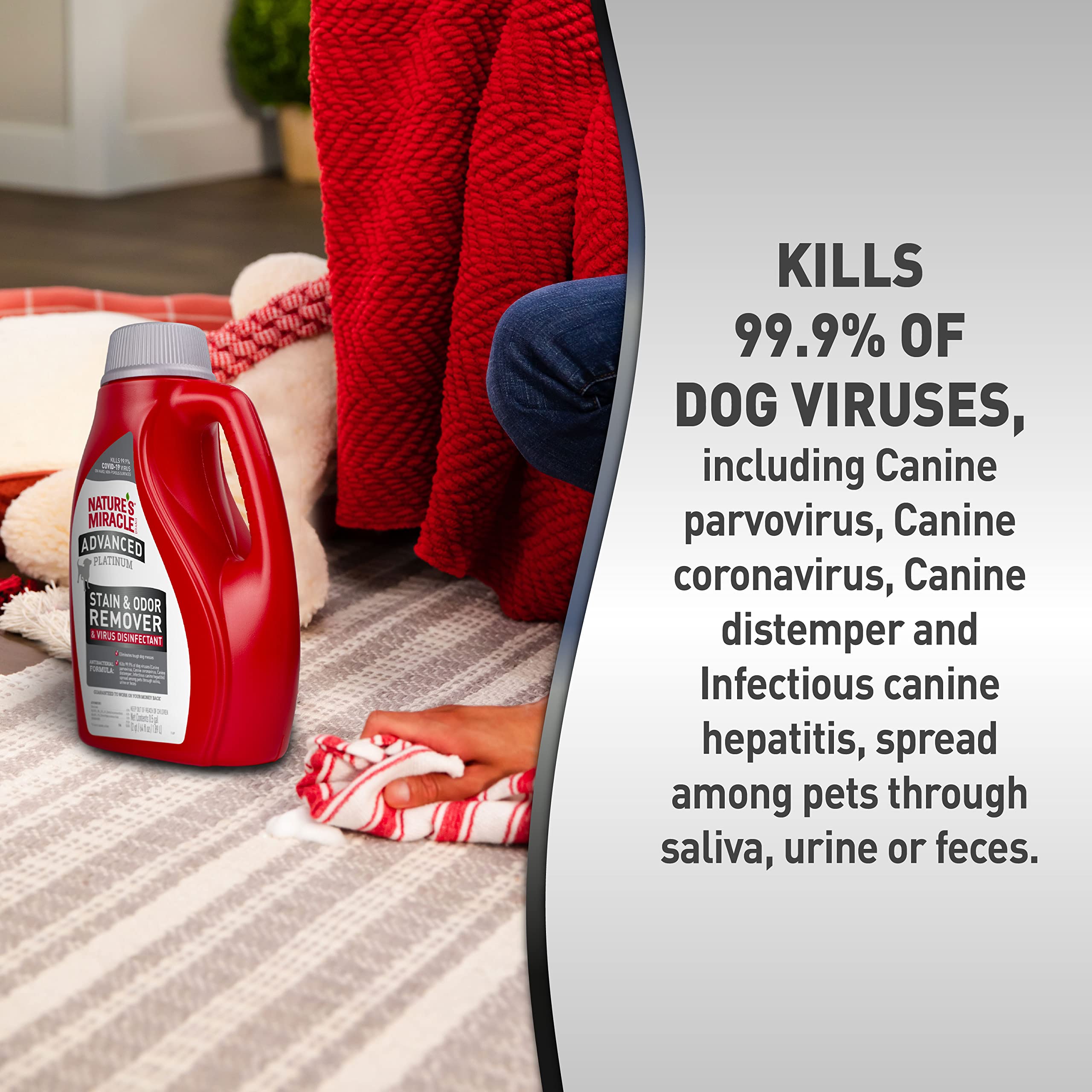 Nature's Miracle Advanced Platinum bottle for vehicle interiors with a fresh, odor-free space
