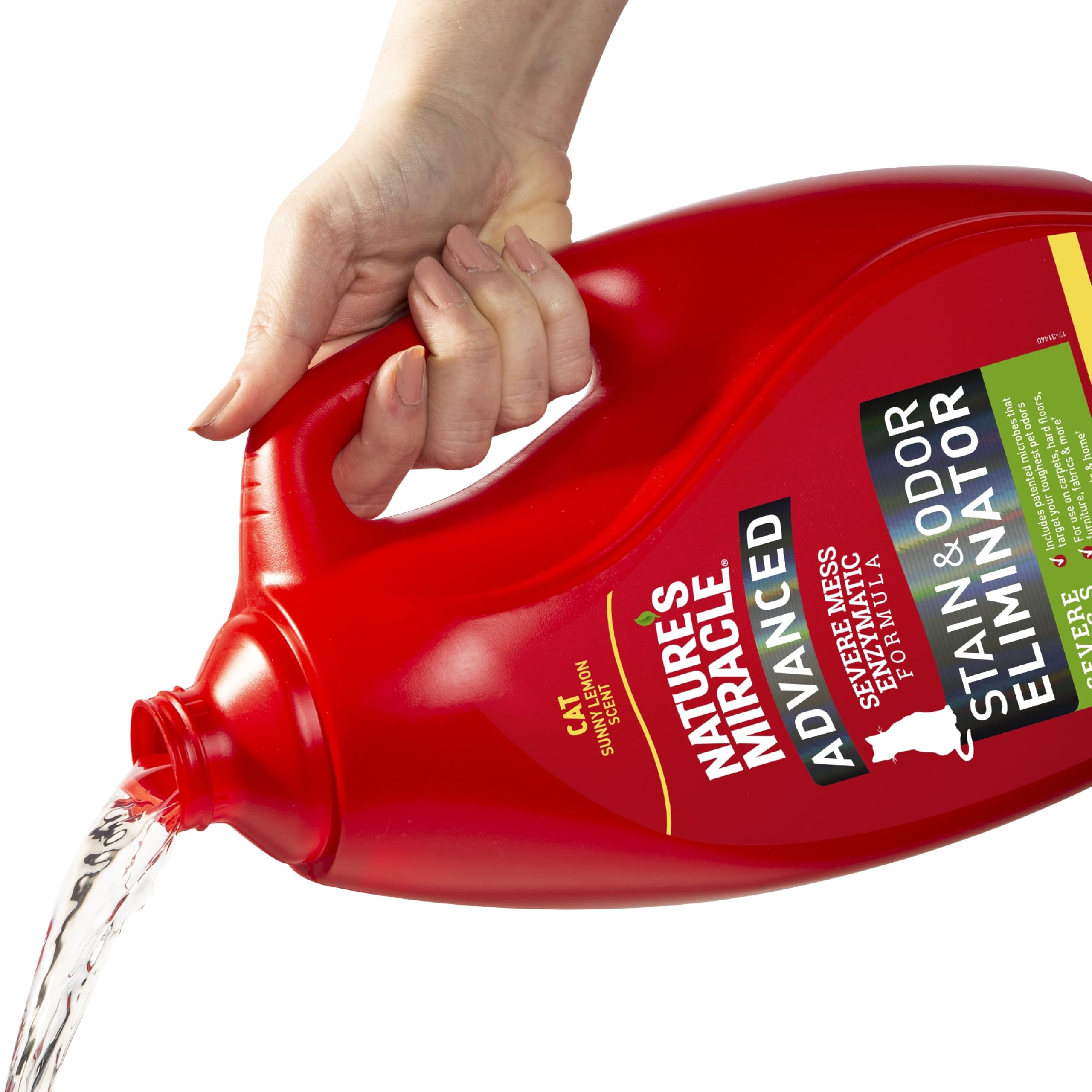 Nature's Miracle spray mist on carpet demonstrates enzymatic action.