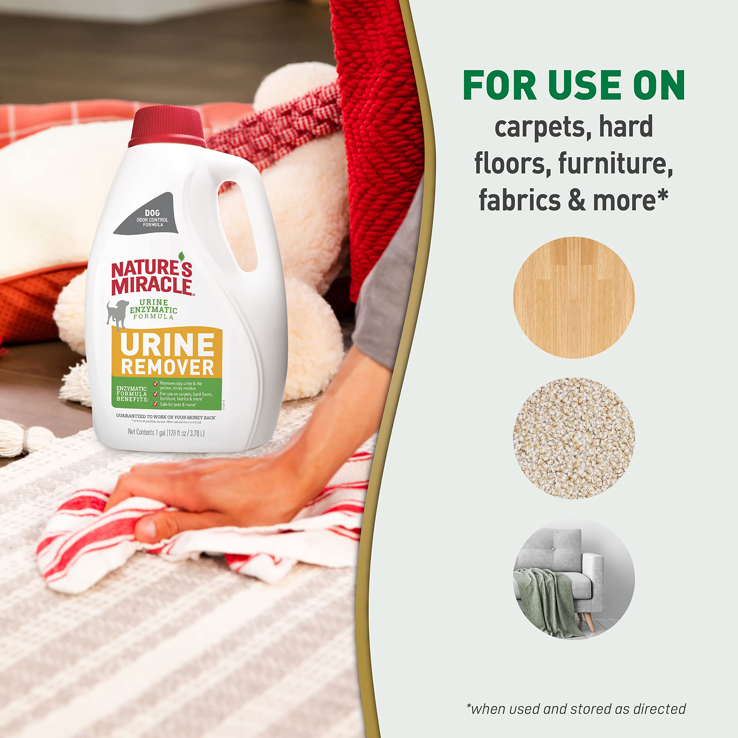 Nature's Miracle near furniture fabric for renewed cleanliness
