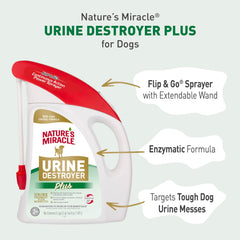 Nature's Miracle enzymatic formula targets dog urine messes on carpets.