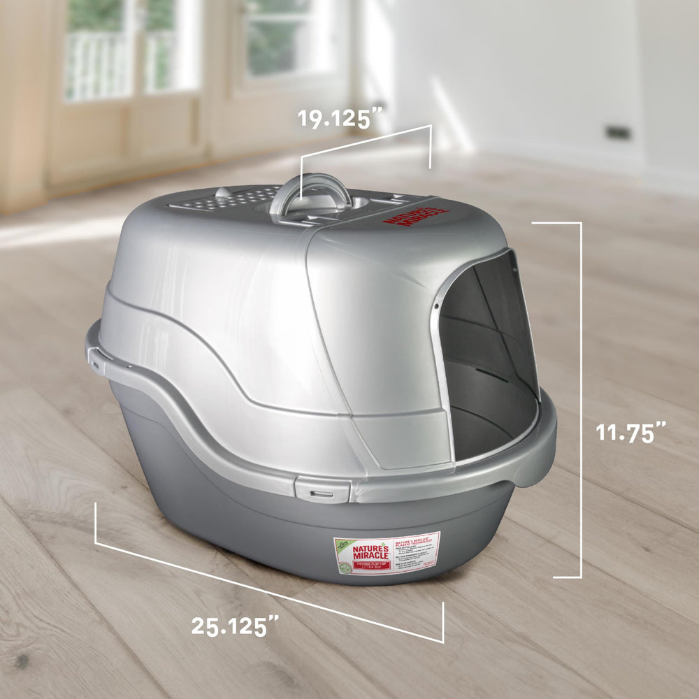 Nature’s Miracle hooded litter box dimensions guide for space planning.
