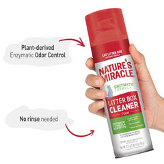 Nature's Miracle litter box cleaner foam spray applies evenly for quick odor control.