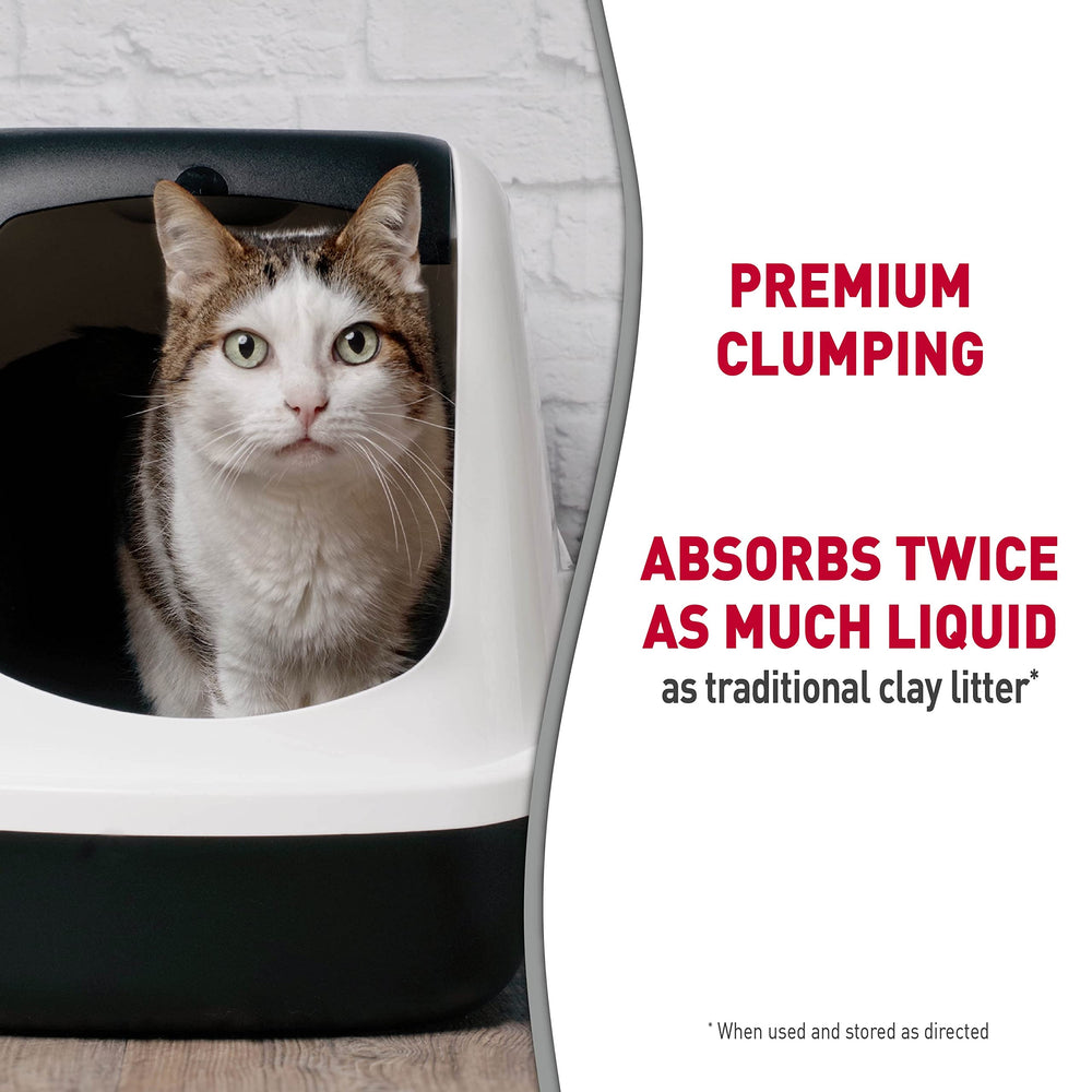 Nature's Miracle litter scoop and clumps illustrate fast-clumping action.