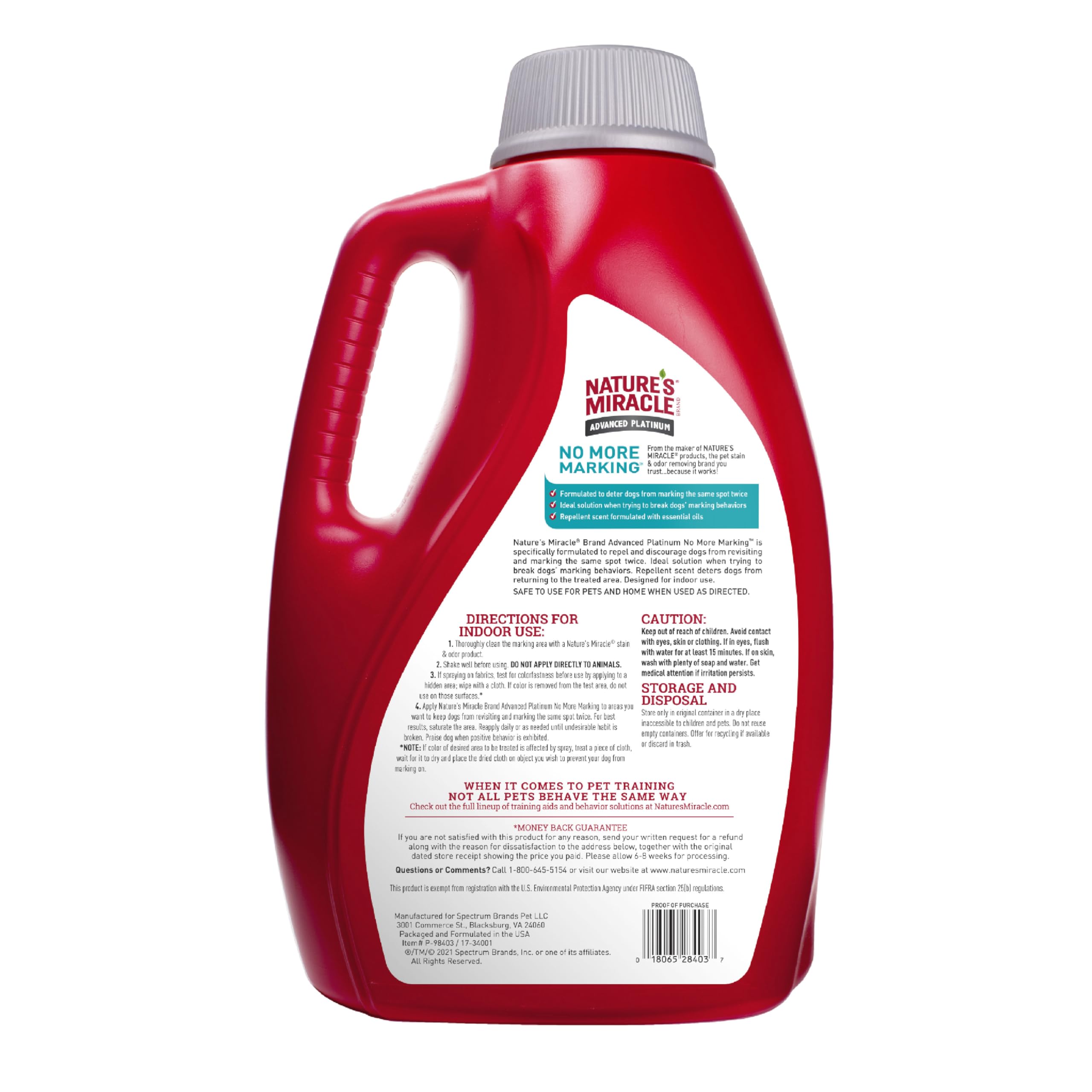 Nature’s Miracle No More Marking spray on treated area helps deter pets from revisiting.
