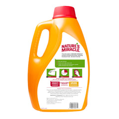 Nature's Miracle Set-In Stain Destroyer label close-up with usage directions and orange scent.
