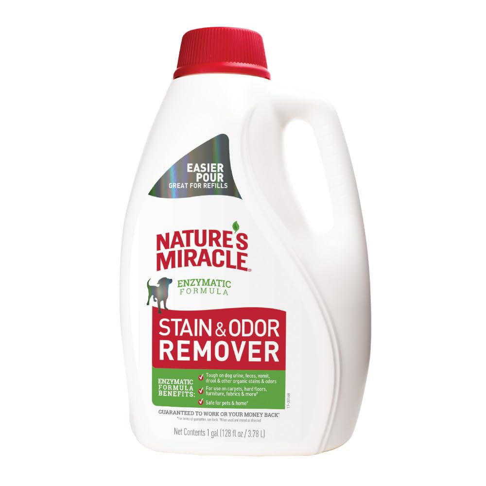 Nature's Miracle Stain & Odor Remover 1gal bottle for multi-surface pet mess cleanup.