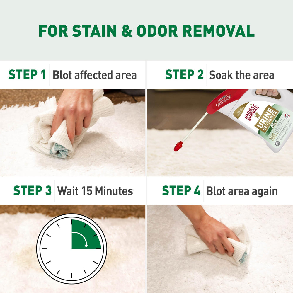 Nature's Miracle powers out tough odors and yellow residues.