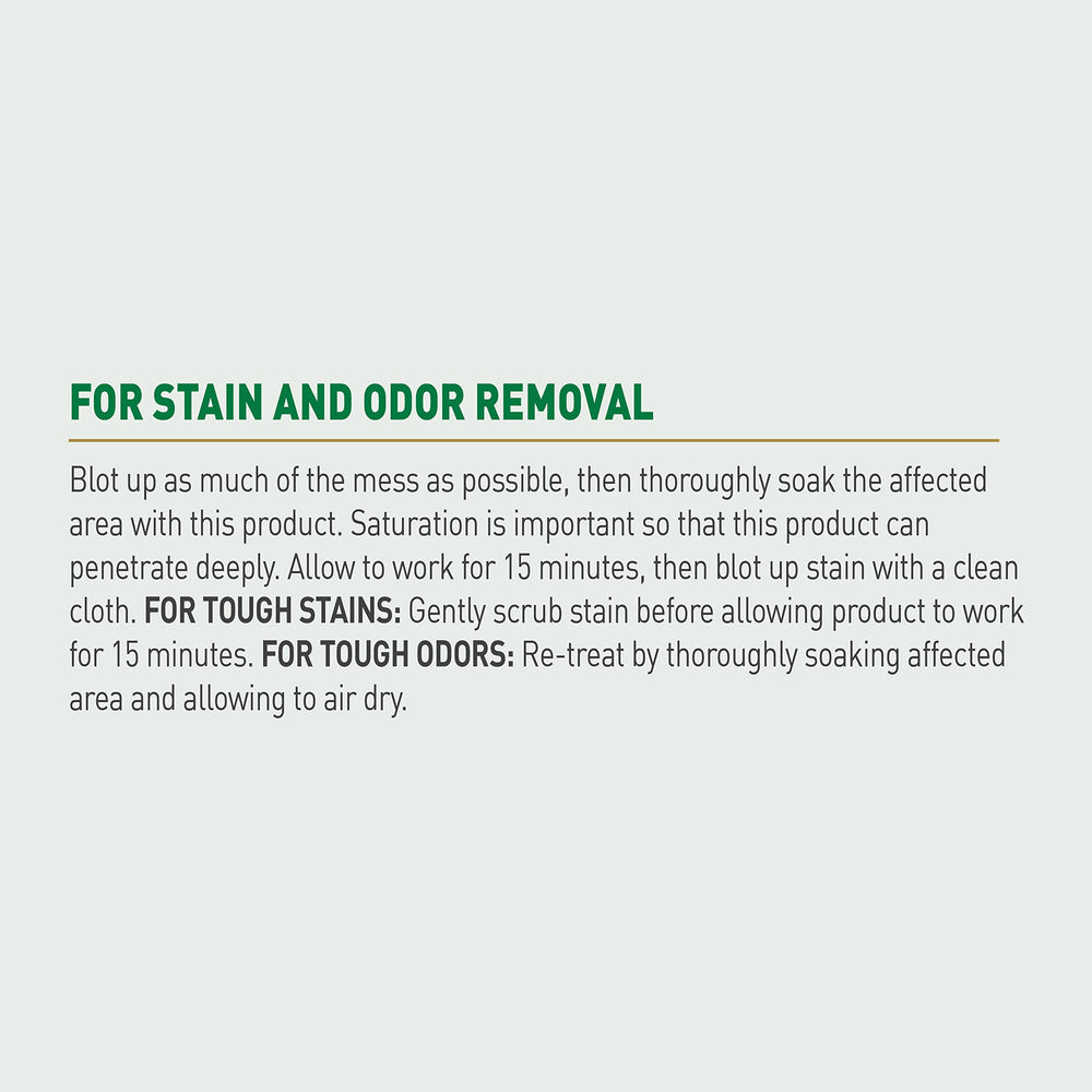Nature’s Miracle Urine Destroyer Plus removes yellow residue from carpets and fabrics.