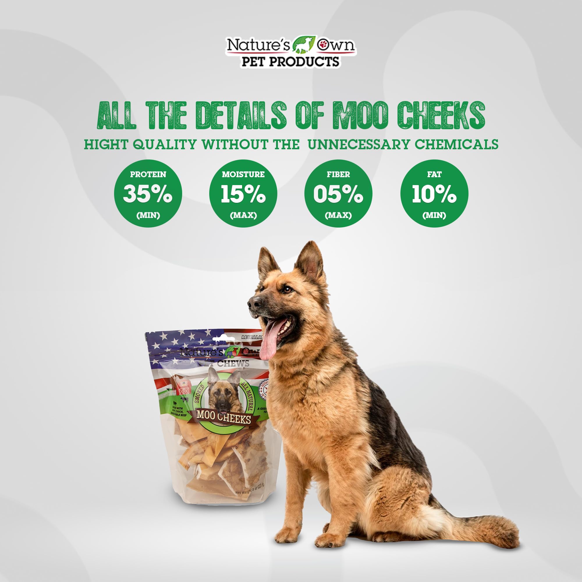 Natural ingredients label on Nature's Own Moo Moo Chews supports wholesome treats.