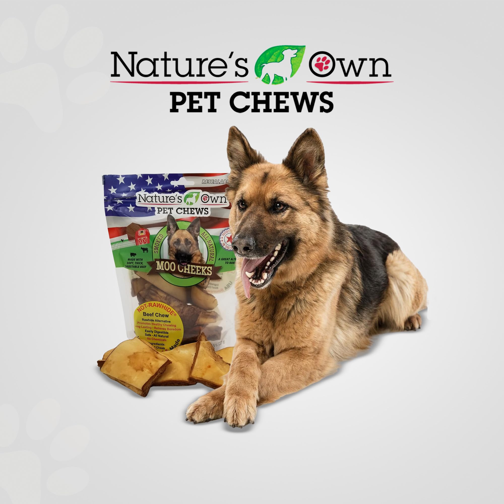 Dogs enjoying Nature's Own Moo Moo Cheeks during a treat session.