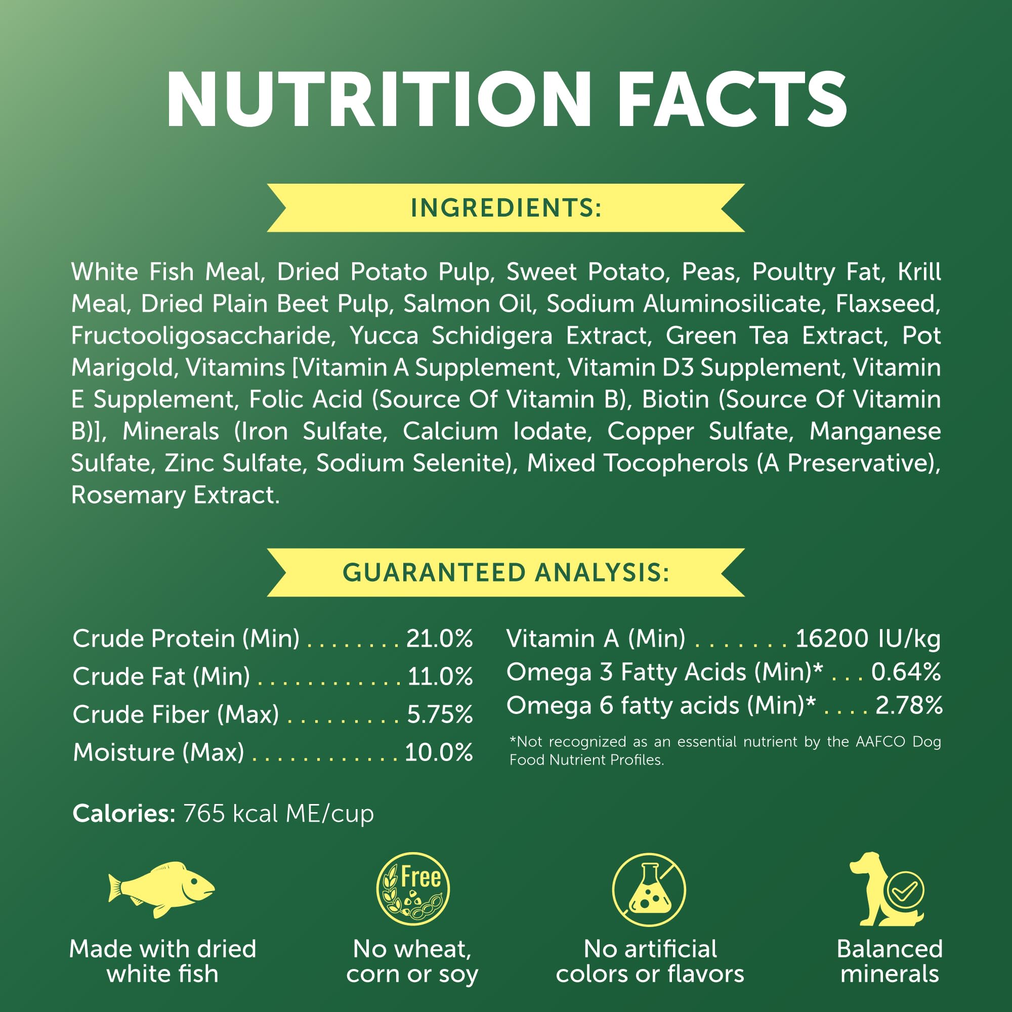Nature's Protection adult small-breed serving suggests balanced meals.