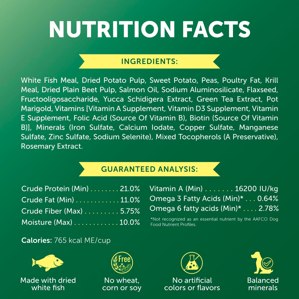 Nature's Protection adult small-breed serving suggests balanced meals.