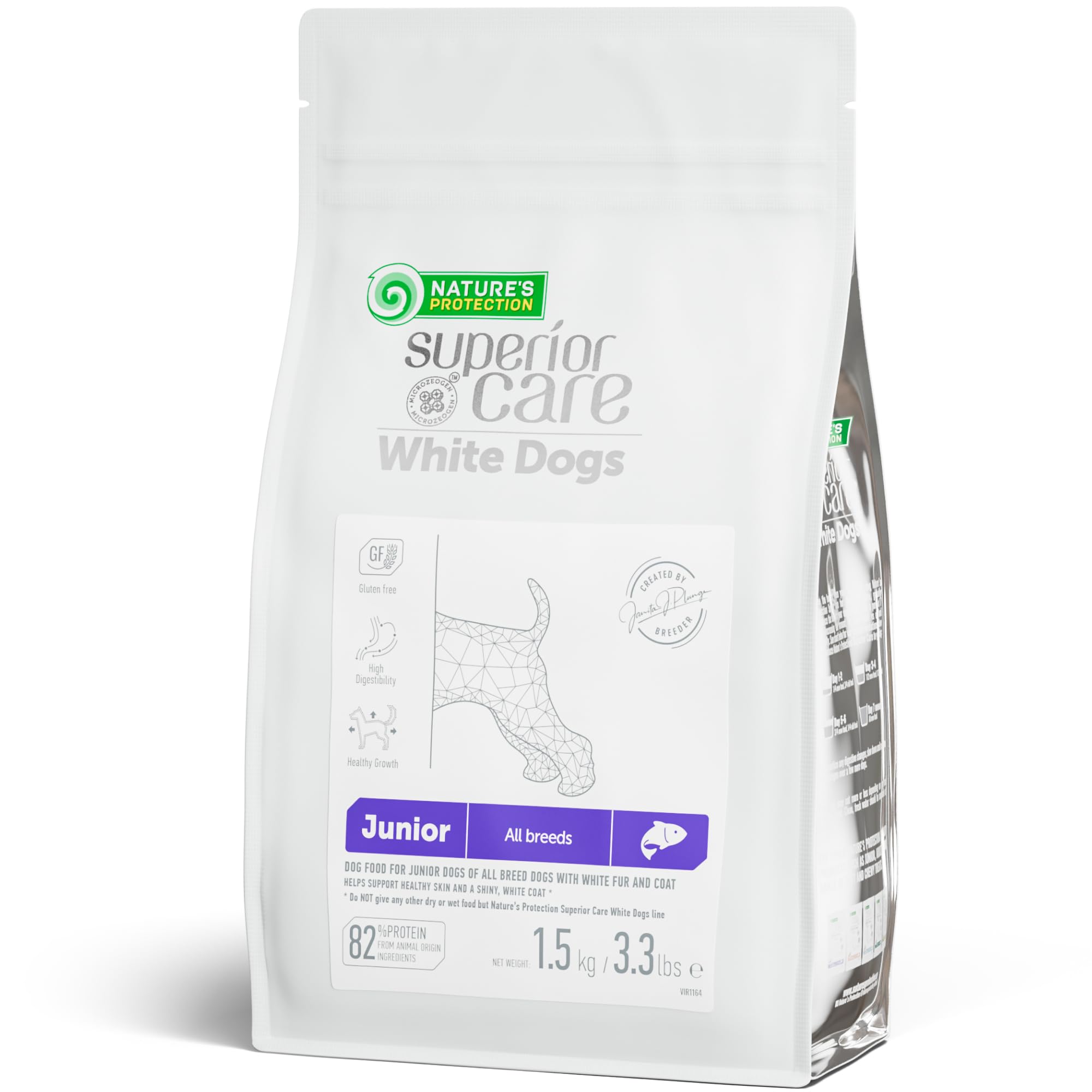 Nature's Protection salmon-kibble for puppies in a bowl, savory growth support