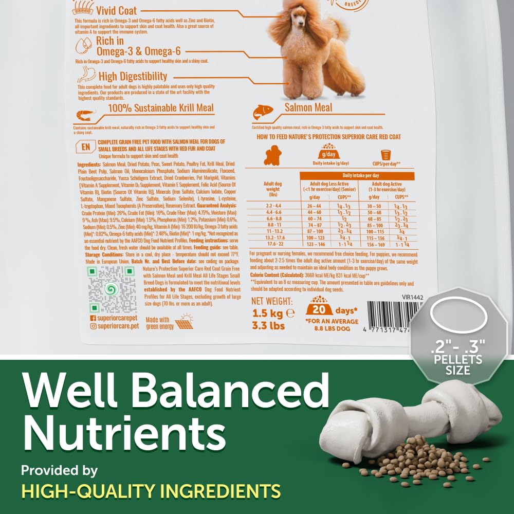 Nature's Protection small-breed crunchy kibble for easy chewing in tiny mouths.