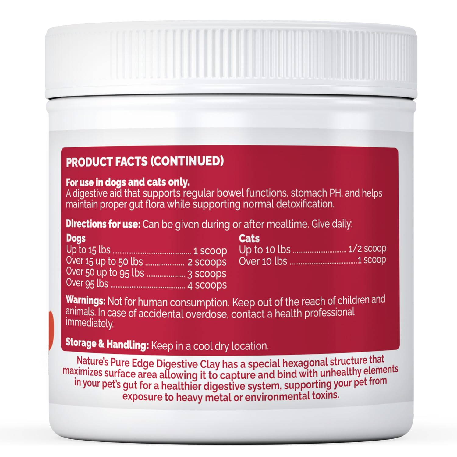 Nature's Pure Edge clay powder serving dish demonstrates convenient pet care routine.