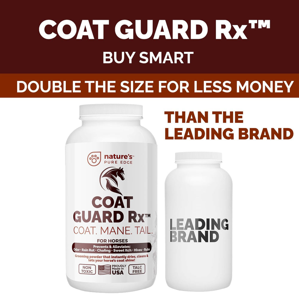 Coat Guard Rx powder tub showcases bulk 32 oz value for refills.
