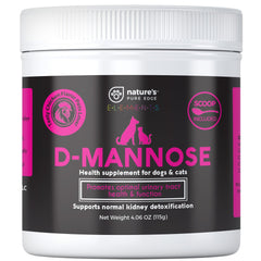 Nature's Pure Edge D-Mannose bottle pour supports pet urinary health