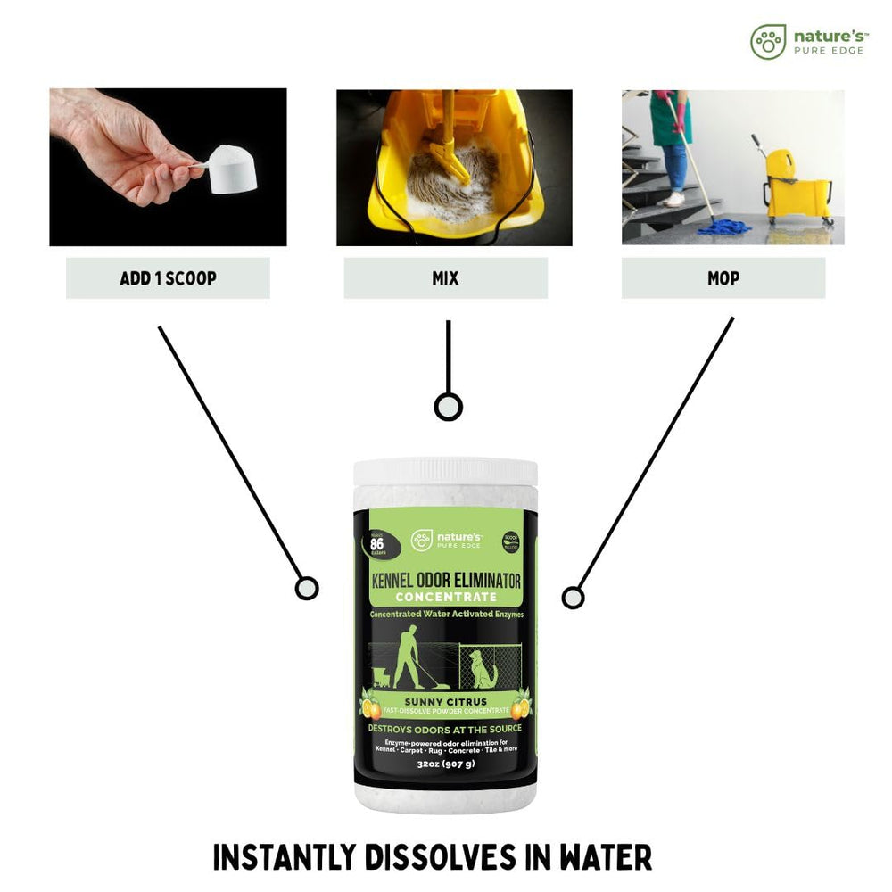 Mop solution prepared with Nature's Pure Edge to tackle pet odors on floors.