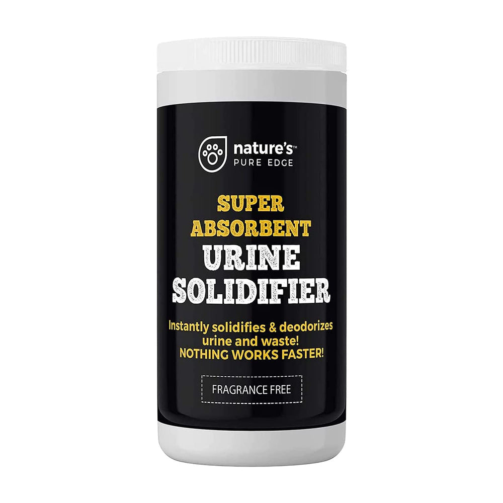 Nature's Pure Edge urine solidifier pouring action forms a gel to trap liquids.