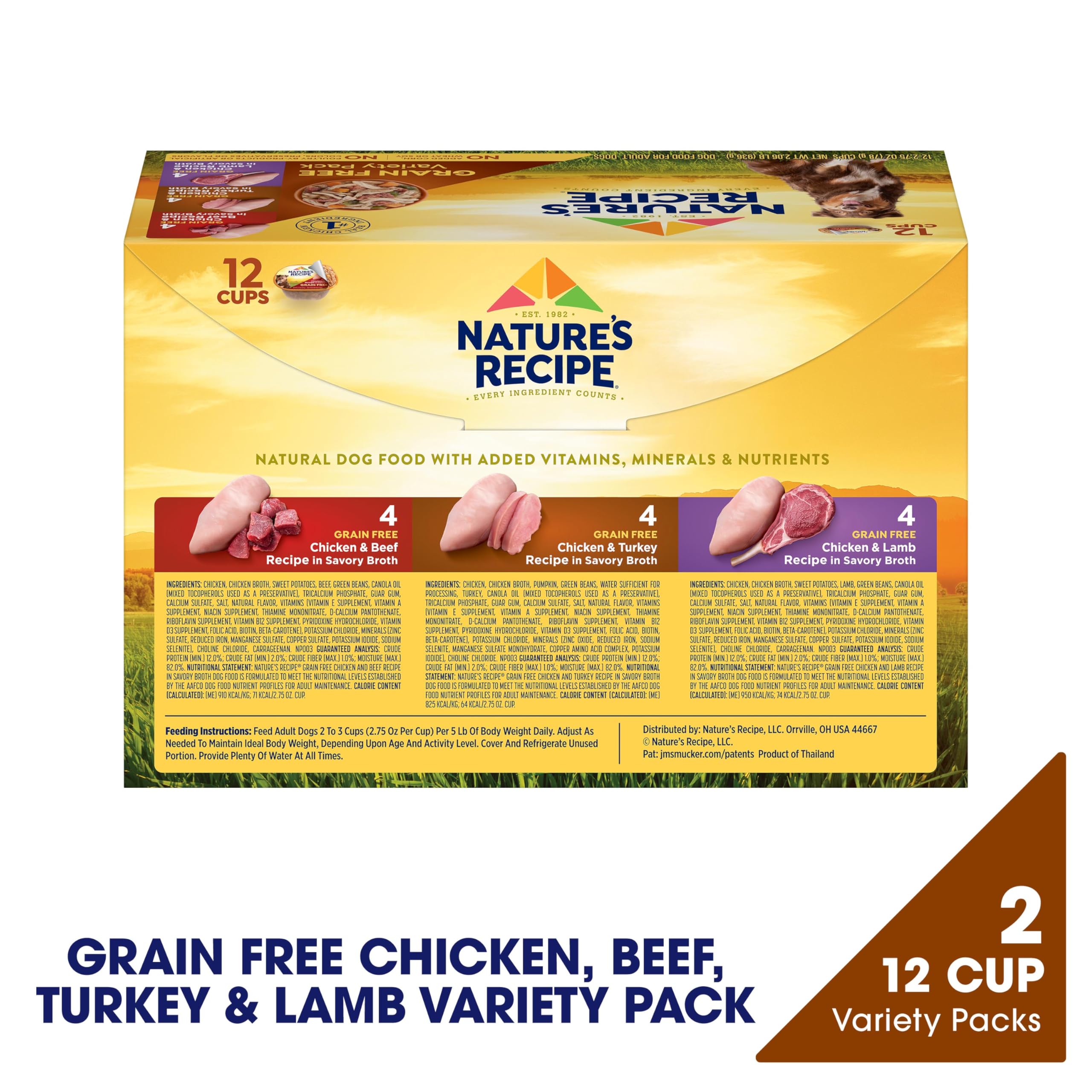 Nature's Recipe Chicken & Beef cup in Savory Broth for rich flavor.