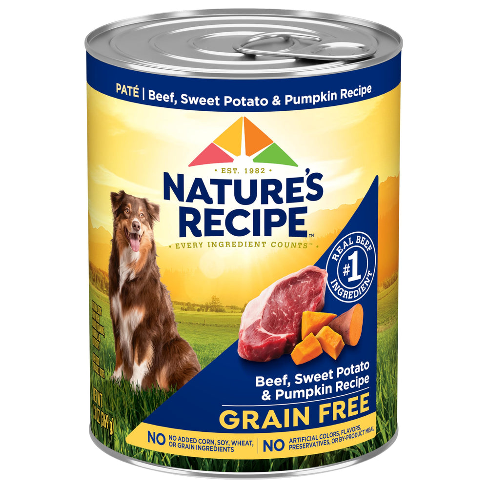 Nature's Recipe label highlights beef as the #1 ingredient for protein quality