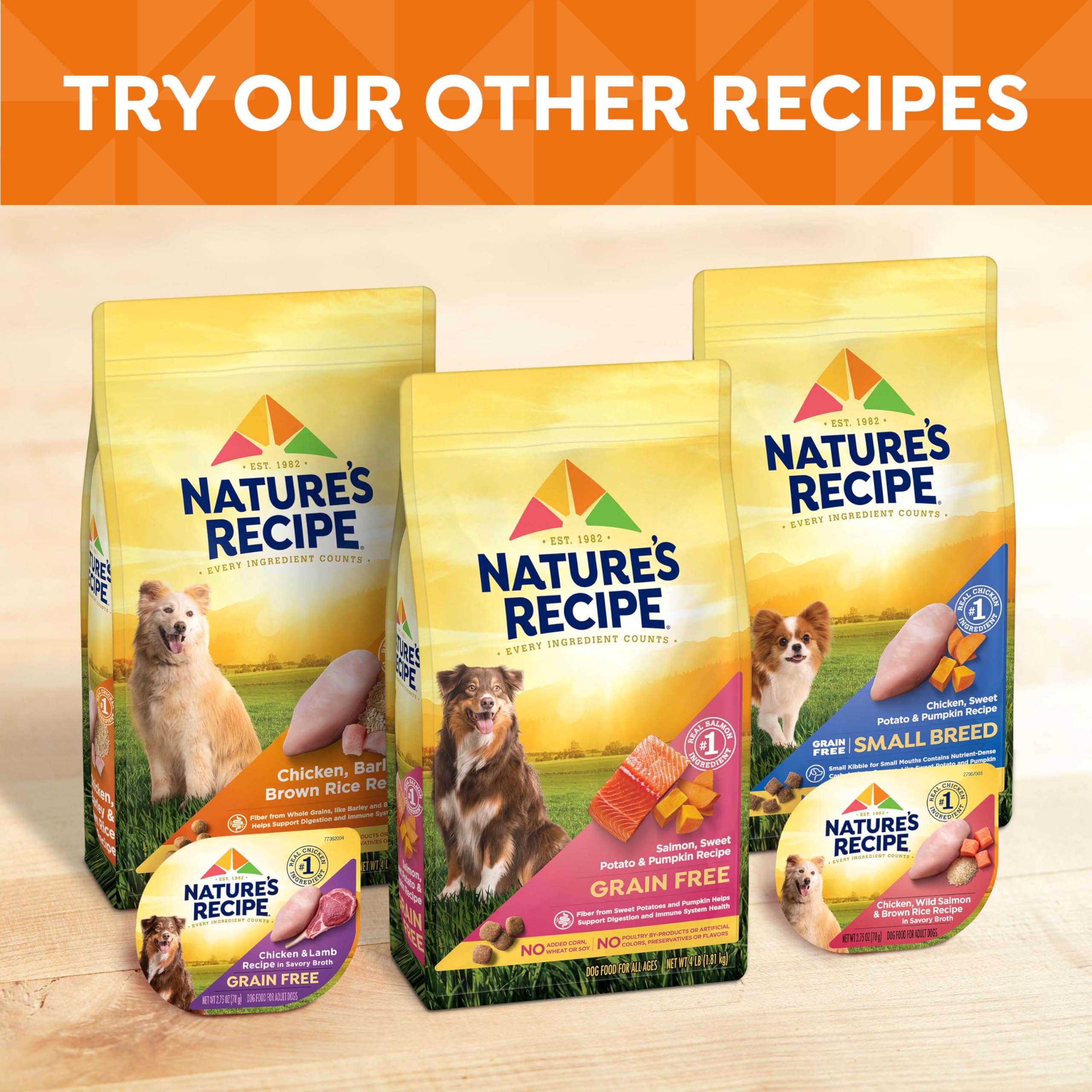 Nature's Recipe no corn wheat or soy information visual