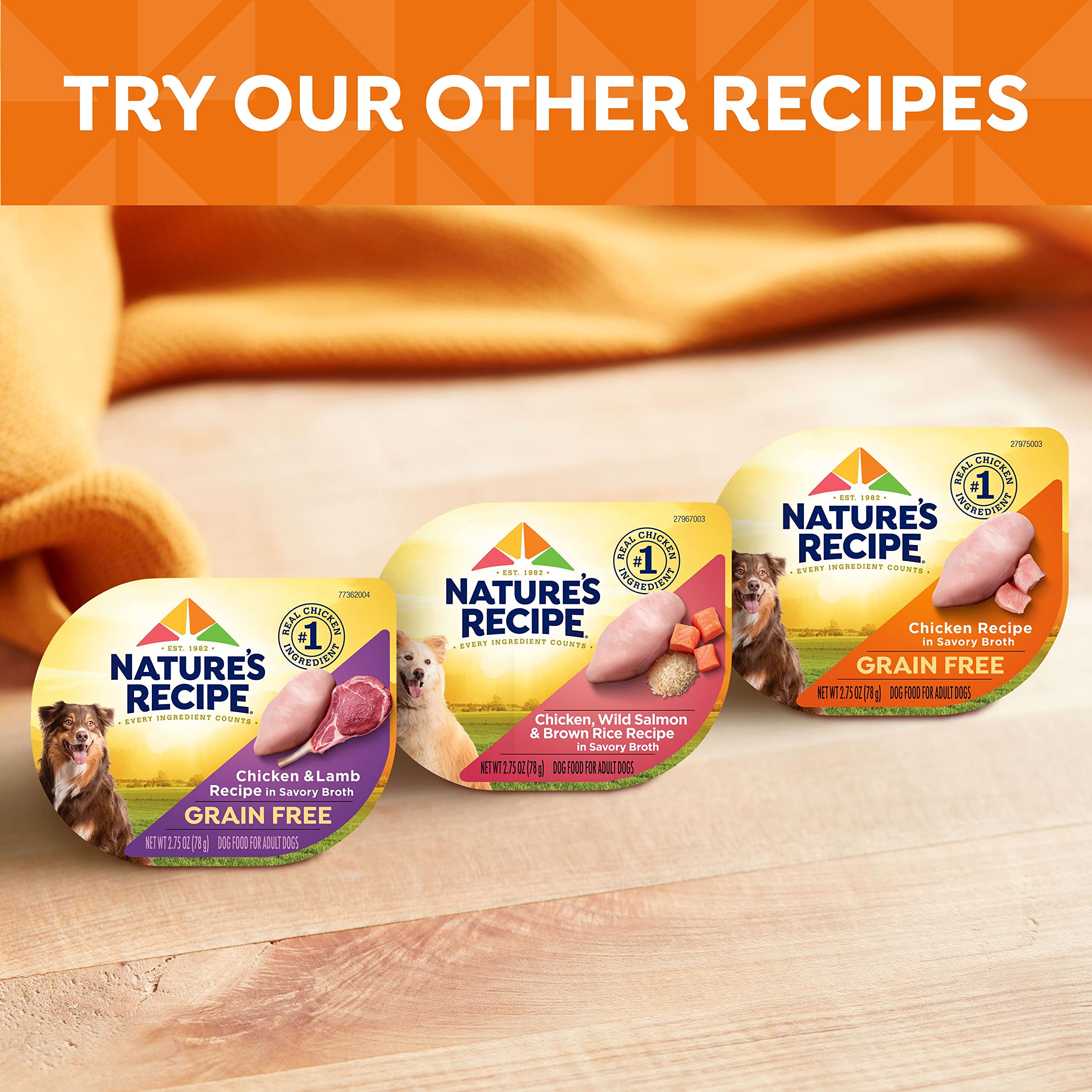 Nature's Recipe premium dog nutrition with real chicken and salmon.