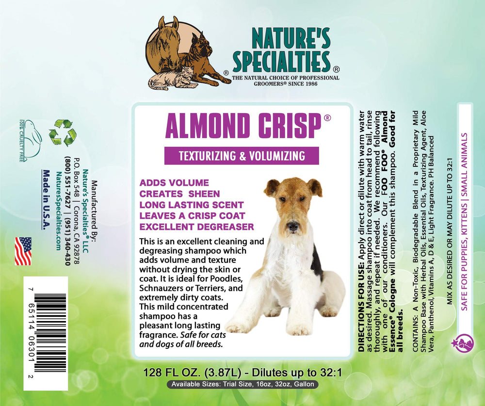 Almond Crisp foamy lather on coat shows volume and texture boost.