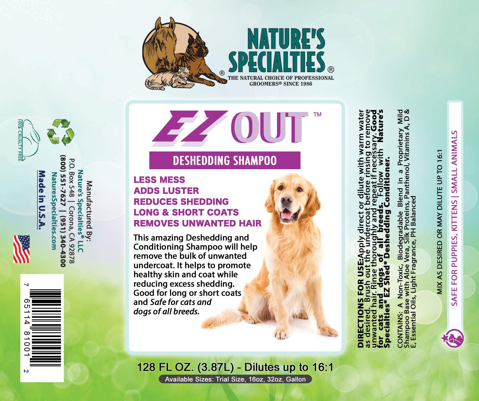 EZ Out dispensing action demonstrates easy mixing for large grooming sessions.