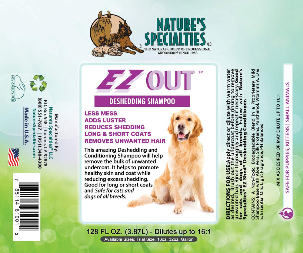 EZ Out dispensing action demonstrates easy mixing for large grooming sessions.