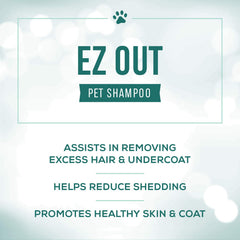 Undercoat removal on a pet showcases shedding reduction in action with EZ Out.