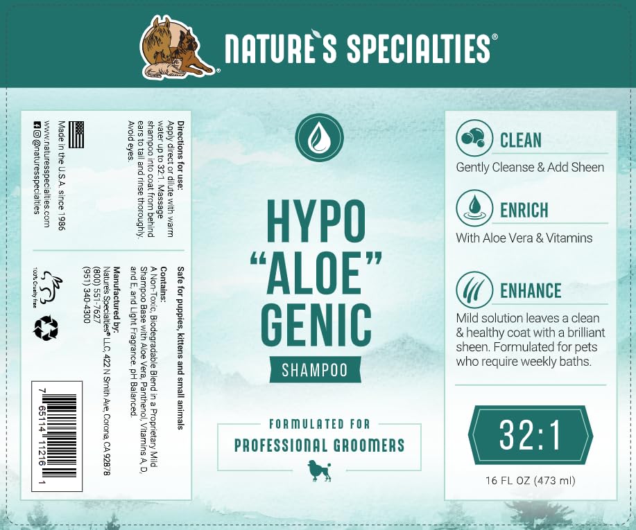 Nature's Specialties hypoallergenic aloe dog shampoo lather shows gentle cleansing for a soft coat