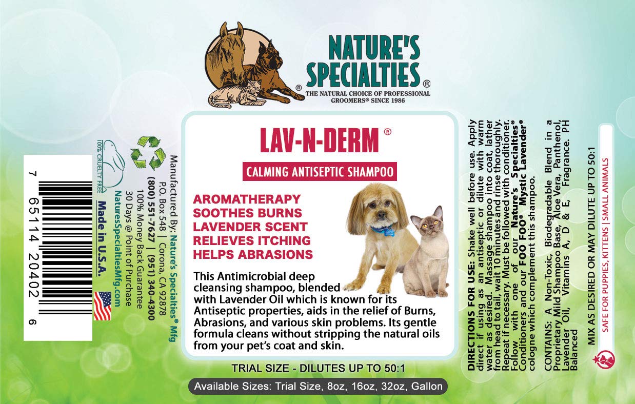Pouring Lav-N-Derm shows simple on-site dilution for grooming sessions