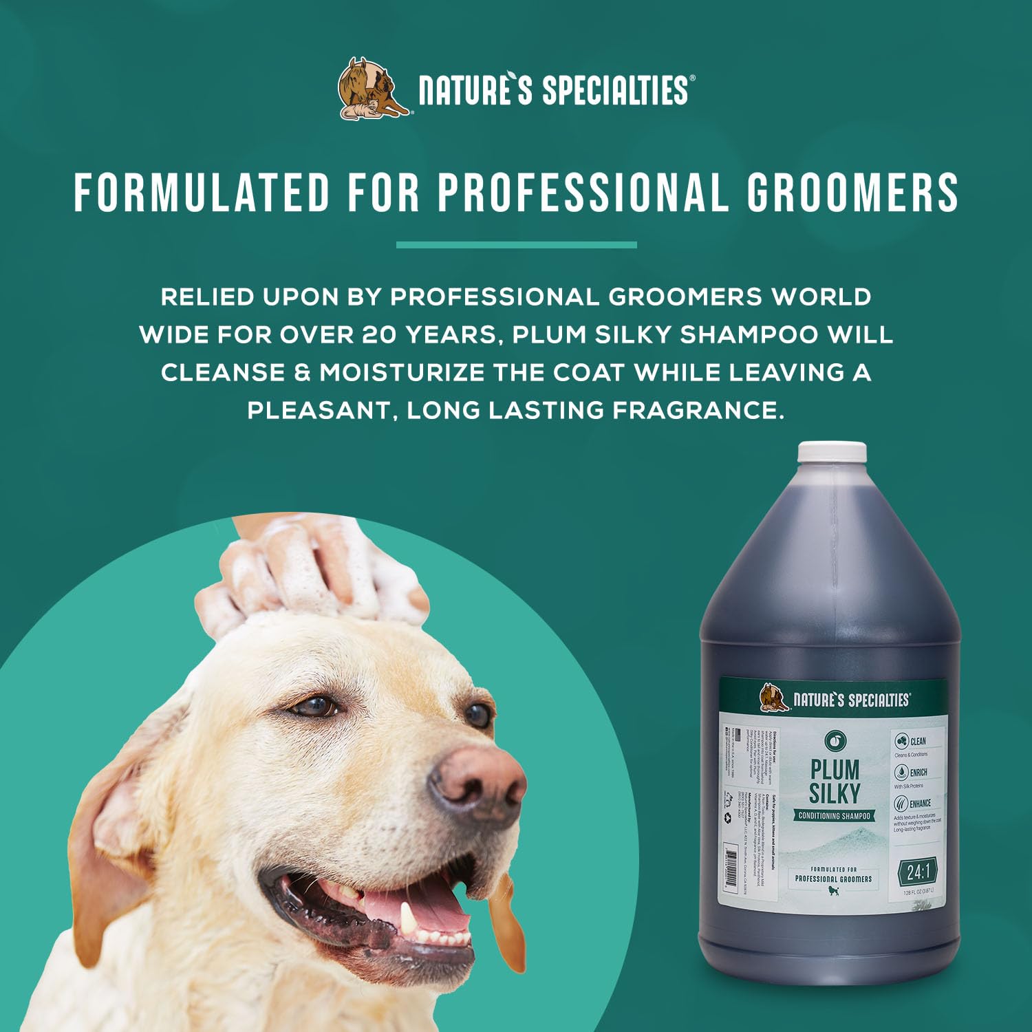 Nature's Specialties Plum Silky highlights Aloe and silk protein ingredients.