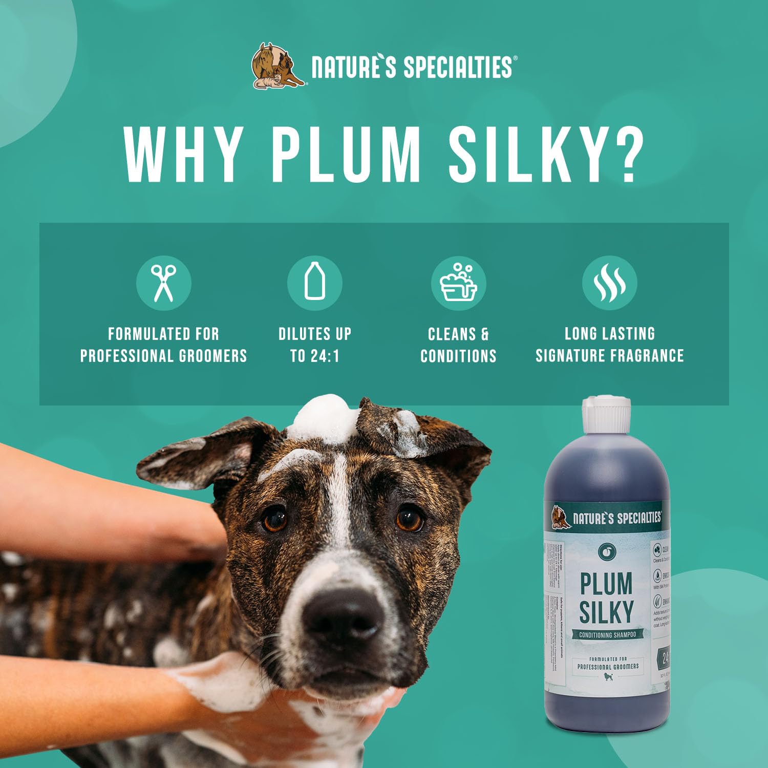 Nature's Specialties Plum Silky coat texture close-up for smoother fur
