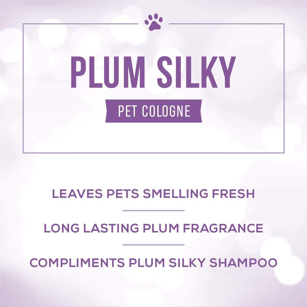 Nature's Specialties Plum Silky Dog Cologne spray for easy, long-lasting coat fragrance.