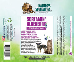 Nature's Specialties Screamin' Blueberry face wash close-up highlights soothing fragrance and gentle facial cleansing