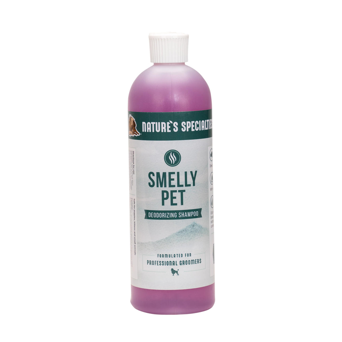 Nature's Specialties Smelly Pet Shampoo bottle shown for deep cleaning and odor control