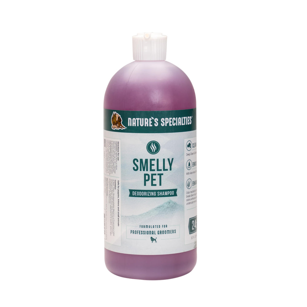 Nature's Specialties Smelly Pet Shampoo bottle ready for grooming and odor control
