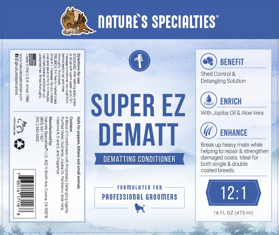 Applying Nature's Specialties Super EZ DeMatt to a dry matted coat.