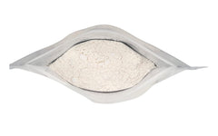 Close-up of Natures Vitality Farms eggshell powder texture showing a fine grind for easy mixing.