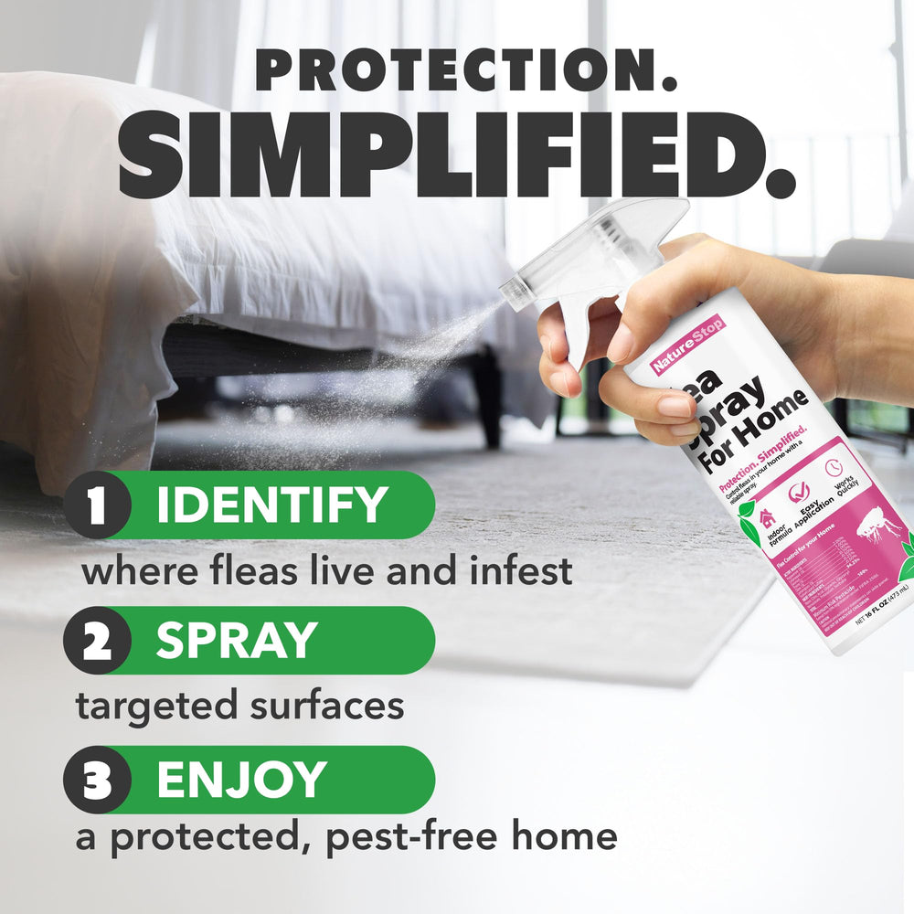 NatureStop Flea Spray uses a fine-mist dispersion for even coverage