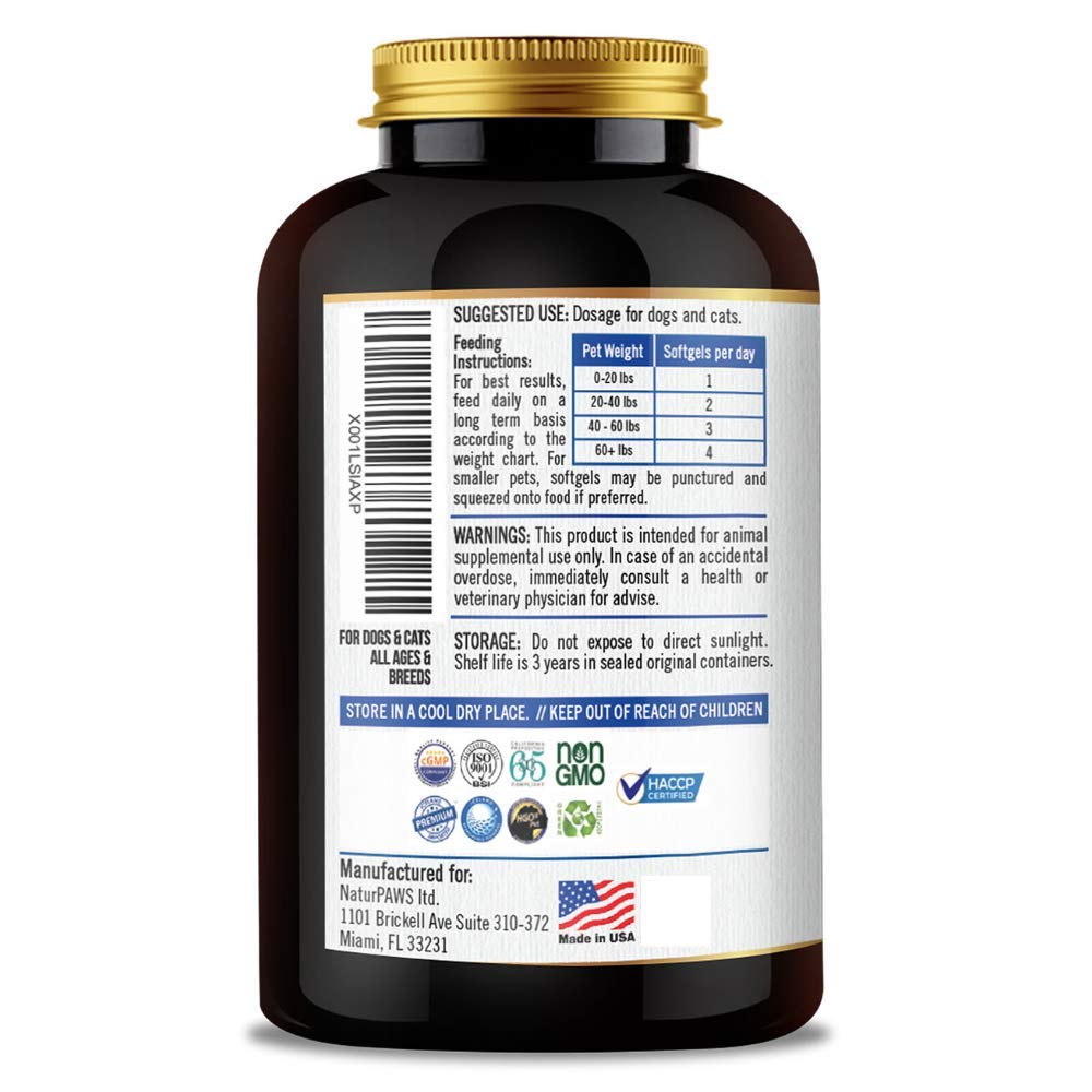NATURPAWS Omega-3 coat and skin benefit in pets.